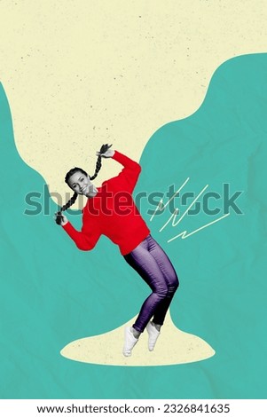 Artwork magazine collage picture of funky funny lady dancing having fun isolated drawing background