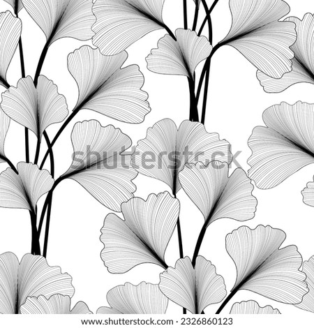 Ginkgo biloba - seamless pattern. Luxurious vector background designed for printing on fabric and can also be used in advertising medical cosmetics and pharmaceuticals