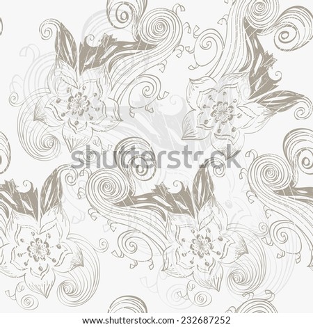 Flowers fantasy. Vector cute floral seamless pattern .