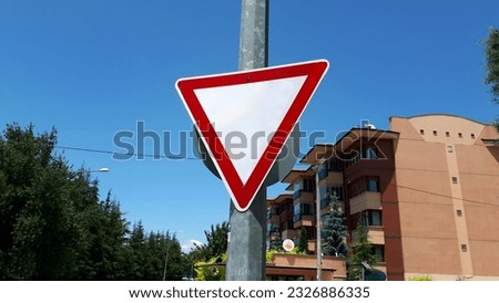 Traffic sign give way in Turkiye on a summer day.