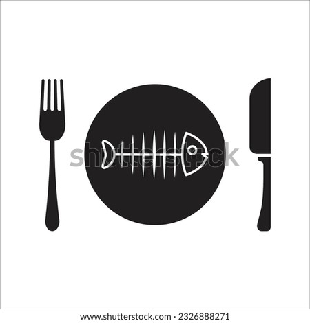 fish fork knife icon simple design art eps 10