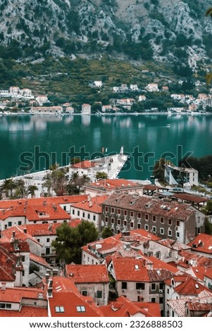 Scenic view of Kotor's Old City with the Adriatic Sea.