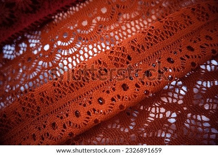Detail of old embroidered red lace