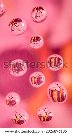 Cartoon bumble bee water droplet background.