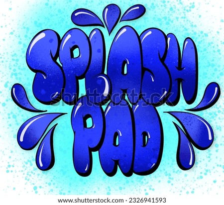 Splash pad clip art typography in blues and green, illustration 