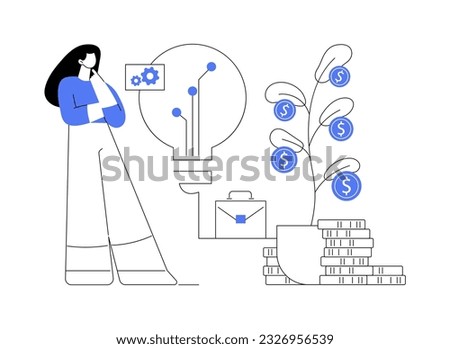 Venture capital abstract concept vector illustration. Private equity financing idea, corporate business help, startup funding, raising money, support for emerging companies abstract metaphor. Royalty-Free Stock Photo #2326956539