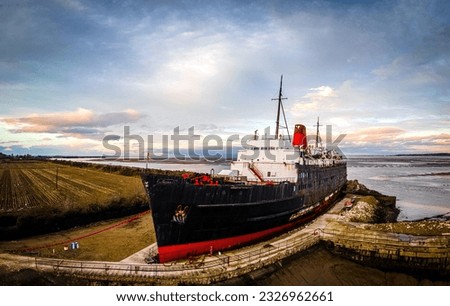 Old abondoned steamship in Mostyn, a village and community in Flintshire, Wales, UK