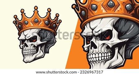 Sport Gaming Teams Logo: Skull King with Crown Mascot - Vector Graphic