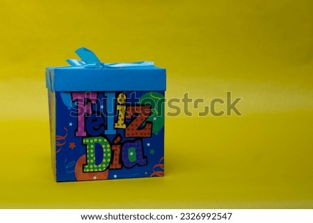 Blue gift box with message