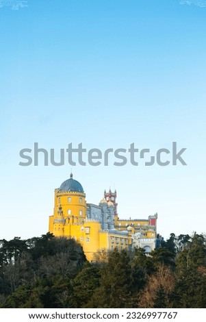 Pena palace, Sintra, Portugal - Isolated on blue sky - Copy space Royalty-Free Stock Photo #2326997767