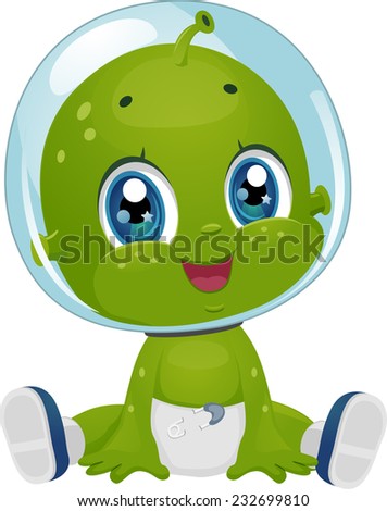 Illustration Featuring a Male Baby Alien in Diapers