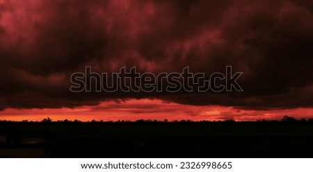 Red Cloudy, Cloud of rain, balck color of clouds, Rainy strom