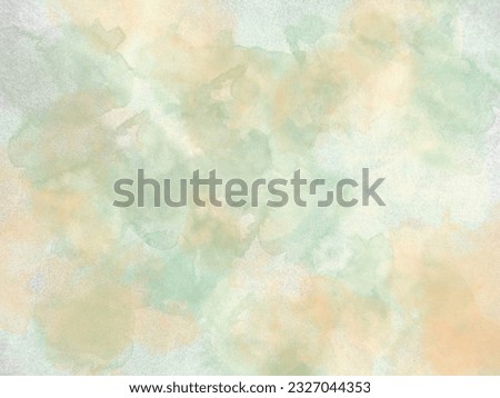 Abstract watercolor style background with light green and orange color. Elegant background for a brand book. Ecology concept for graphic design, banner or poster