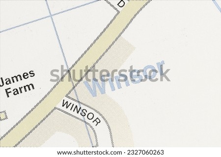 Winsor village near the port city of Southampton, Hampshire, United Kingdom atlas map town name line drawing