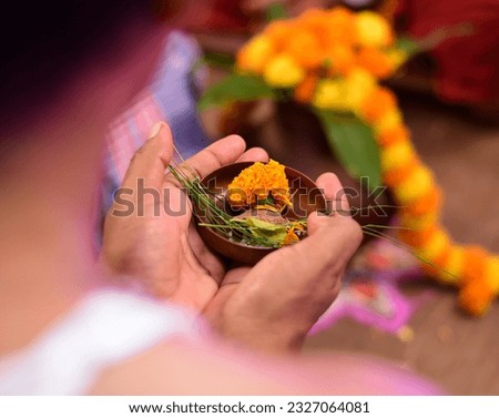 Worshiping God In Indian Tradition, Bengali Marriage Tradition, Altering, Religious, Spiritual Royalty-Free Stock Photo #2327064081