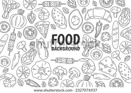 Foods doodles hand drawn sketchy vector symbols and objects