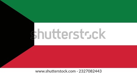 The flag of Kuwait. Flag icon. Standard color. Standard size. A rectangular flag. Computer illustration. Digital illustration. Vector illustration.