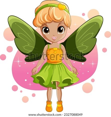 Cute Fairy Girl with Wings Cartoon Character illustration