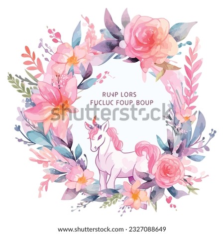 cute watercolor unicorn clipart with flowers. Nursery unicorns 