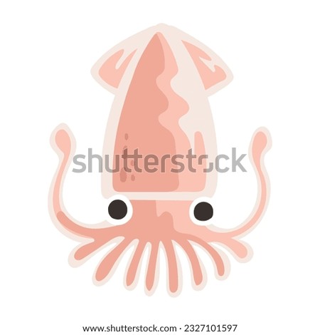 Hand drawn deformed squid illustration