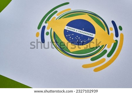 Brazil flag. Brazil Independence Day. National happy holiday. Freedom day design. Celebrate annual. Patriotic brazilian. Brazil flag closeup. Poster. Template for design