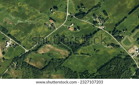 Aerial top view, earth landscape, satellite Royalty-Free Stock Photo #2327107203