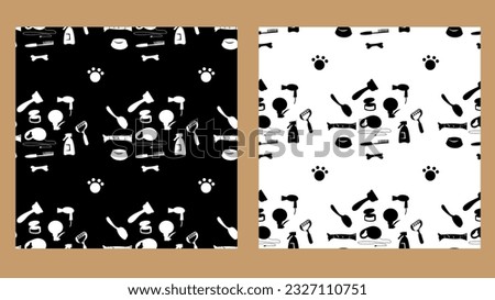 Set of seamless pattern for pet shop, veterinary clinic, pet store, zoo, shelter. Flat style design, vector illustration.
