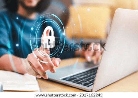User authentication system folder settings, cybersecurity concept. Finger scanning allows access to security, Digital transformation technology strategy, ideas and the adoption of technology Royalty-Free Stock Photo #2327162245
