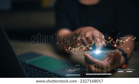 Investor Planning and strategy, Stock market, business people working with technical price graph and indicator, candlestick chart and stock trading tablet screen financial investment growth concept. Royalty-Free Stock Photo #2327168017