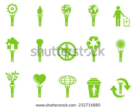 green eco icons stick figures series