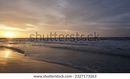 Golden hour during sunset over the sea