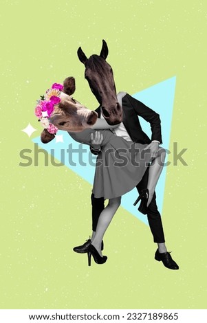 Poster creative banner collage of bride fiance people have 14 february celebration dance romantic tango on nightclub