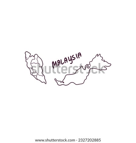 Hand Drawn Doodle Map Of Malaysia. Vector Illustration