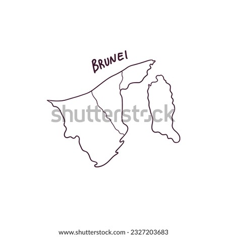Hand Drawn Doodle Map Of Brunei. Vector Illustration