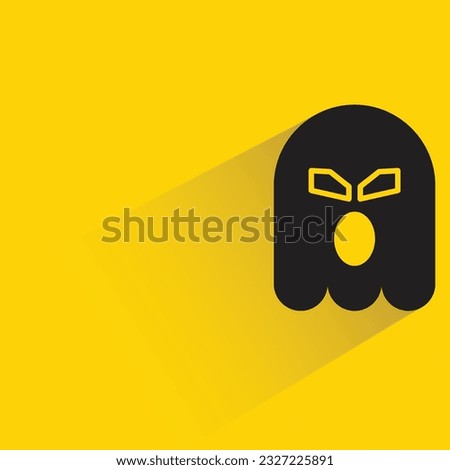 angry ghost with shadow on yellow background