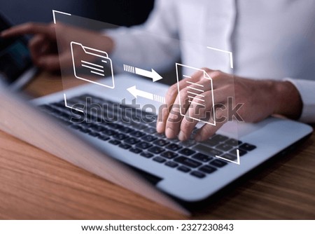 File Transfer Protocol files receiver and computer backup copy. File sharing isometric. Digital system for transferring documents and files online.Data Transfer concept.