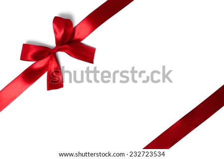 red ribbon with tails isolated on white background