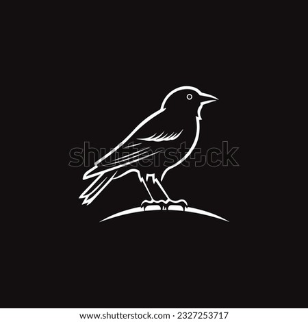 Crow Raven Vector Icon black and white  