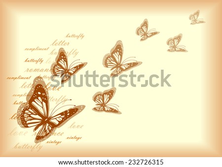 vintage vector letter paper with butterflies