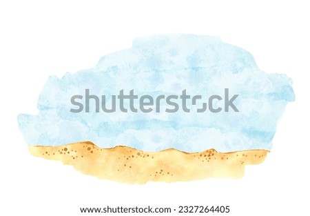 Watercolor painting beach summer background. Hand drawn abstract coast for design and composition of postcards, posters, banners, prints.