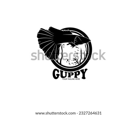 Guppy fish logo design silhouette