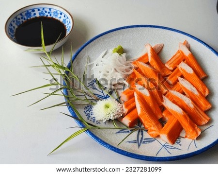 Crab sticks krab sticks imitation crab (meat) or seafood sticks are a type of seafood Royalty-Free Stock Photo #2327281099