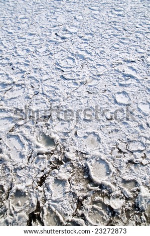 Ice floes on Vistula River in Warsaw, Poland