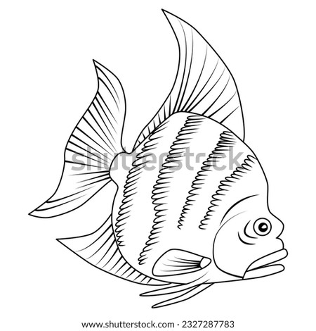 Beautiful hand drawn illustration with fish. Vector.