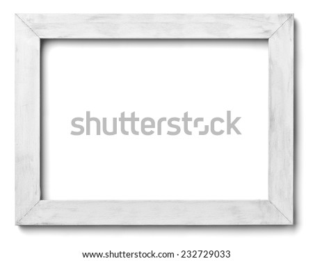 close up of  a white wood frame on white background