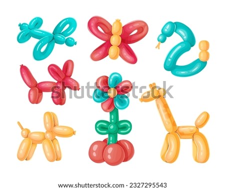 Balloon toys set in vibrant colors on a white background.