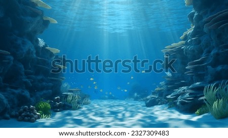 Sunlight shining ,the surface and under the blue ocean, sea wave , with clean waters in summer time Royalty-Free Stock Photo #2327309483