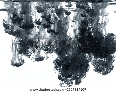 Black ink dispersion in water, white background