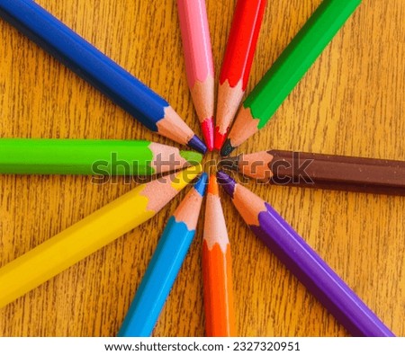 Colored pencils making a circle