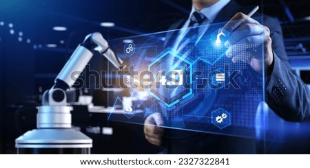 4.0 industry IIOT Industrial internet. Business industrial technology concept. Cobot 3d render. Royalty-Free Stock Photo #2327322841